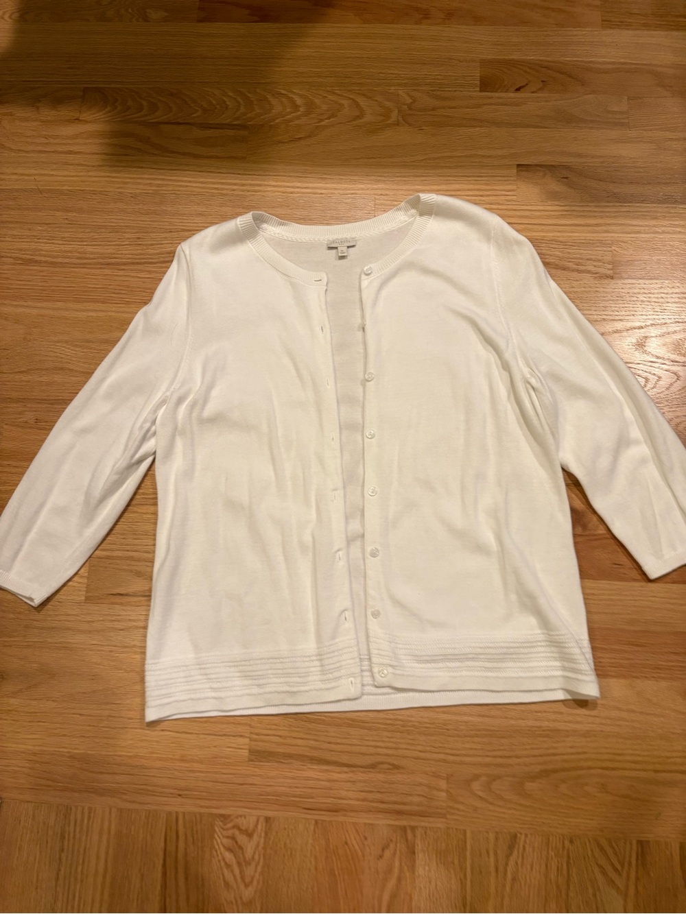 Talbots 100% Cotton White Button-Front Cardigan Sz XL